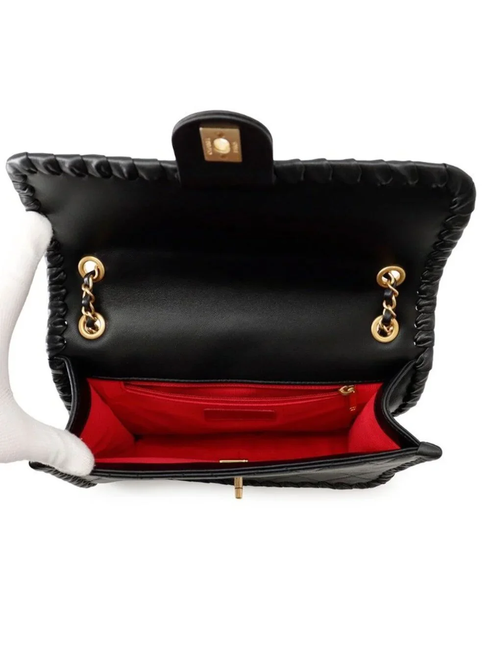 Chanel Chain Shoulder Bag Quilted CC Logo Single Flap Black